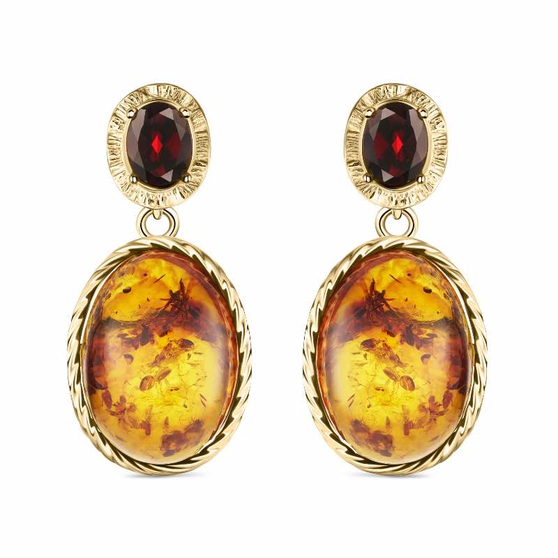 Garnet and Amber Earrings